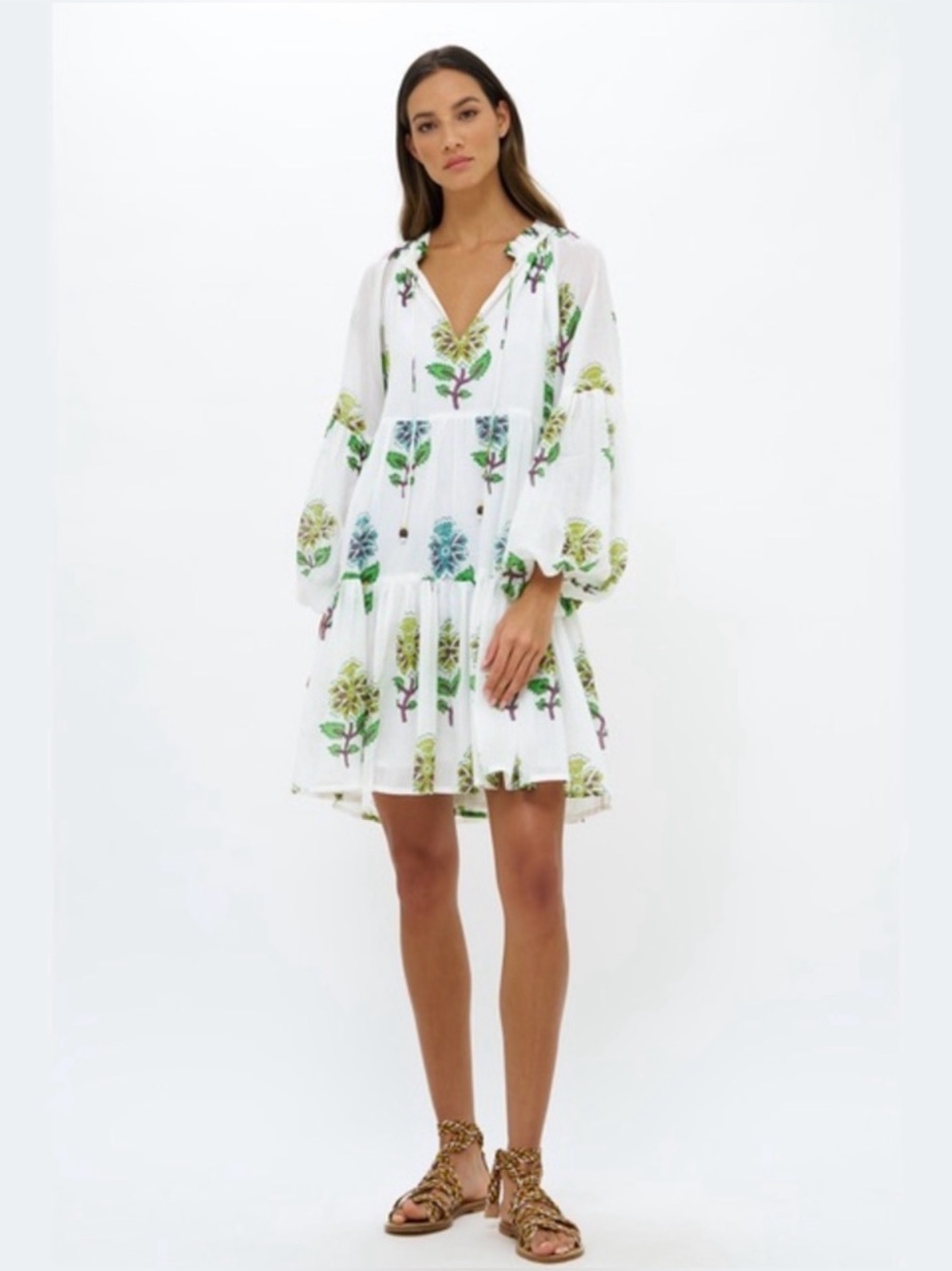 Oliphant Balloon Sleeve Short Puglia Lime Above the Knee Dress  XS NWT